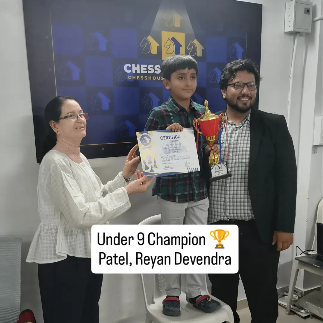 Under-9 winner 1 — Circuit Season 01 · Tournament 02, Chess House Ahmedabad